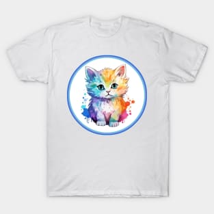 Cute Fluffy Painted Kitten with bright colors T-Shirt